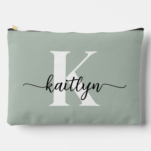 Salie Groene Script Monogram Etui (Voorkant)