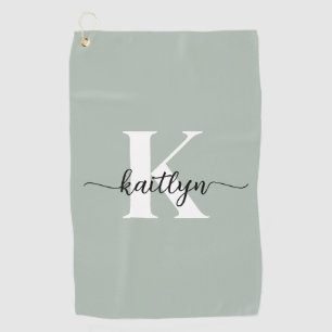 Salie Groene Script Monogram Golfhanddoek