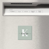 Salie Groene Script Monogram Magneet (Insitu (Vaatwasser))