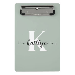 Salie Groene Script Monogram Mini Klembord