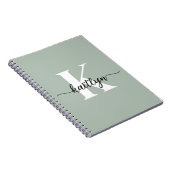Salie Groene Script Monogram Notitieboek (Rechterzijde)