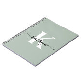 Salie Groene Script Monogram Notitieboek (Linkerzijde)