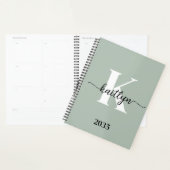 Salie Groene Script Monogram Planner (Display)