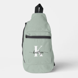 Salie Groene Script Monogram Sling Bag