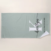 Salie Groene Script Monogram Strandlaken (Voorkant)