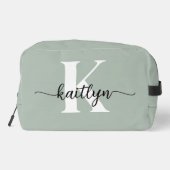 Salie Groene Script Monogram Toilettasje (Achterkant)
