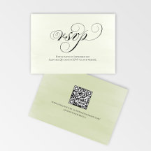 Salie Groene Script QR Code Huwelijksreactie RSVP