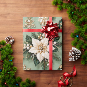 Salie Groene Smaragd Kerstlinten Cadeaupapier