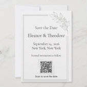Salie Groene Stille Luxe QR Code Bewaar de Datum Save The Date (Voorkant)