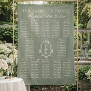 Salie Groene Stof Bruiloft Zitplaatsen Chart Banne Wandkleed