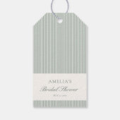 Salie Groene Streep Aangepaste Klassieke Bruilofts Cadeaulabel (Achterkant)