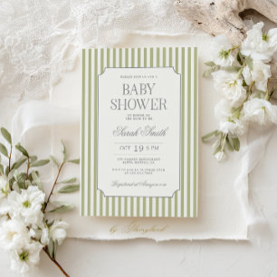 Salie Groene Streep Baby Shower Uitnodiging
