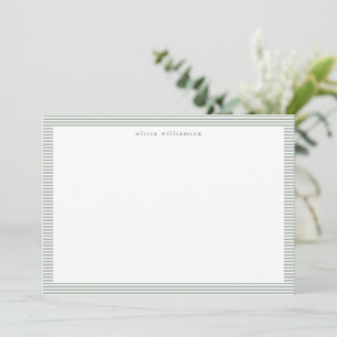 Salie Groene Streep Preppy Klassieke Gepersonalise Notitiekaartje