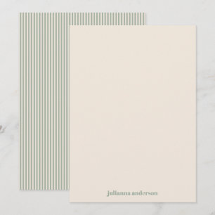 Salie Groene Strepen Gepersonaliseerd Briefpapier Notitiekaartje