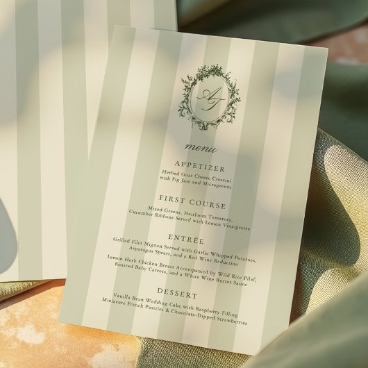 Salie Groene Strepen Trouwmenu Menu