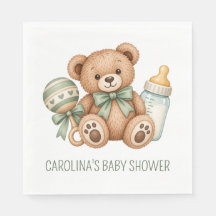 Salie Groene Teddydbeer Baby Shower Servetten