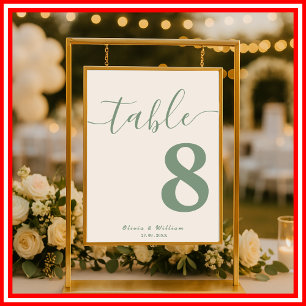 Salie Groene Trouw FOTO Tafel Nummer Poster