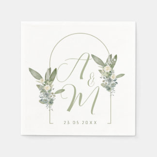 Salie Groene Trouw Monogram Beginletters Datum Ele Servet