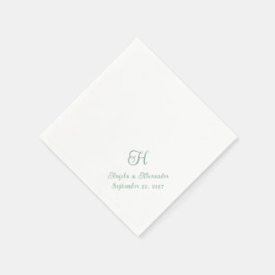 Salie Groene Trouw Monogram Schrift Servet
