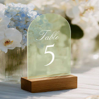 Salie Groene Trouw Tafel Nummer Acryl Uitnodigingen