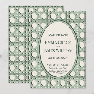 Salie Groene Tuin Riet Save the Date Kaart