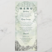 Salie Groene Tuinboog Botanische Trouwreceptie Menu (Voorkant)