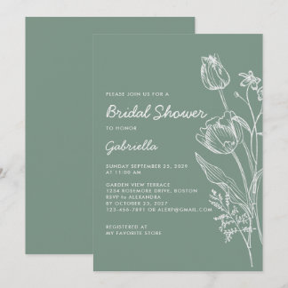 Salie Groene Tulp Lijn Kunst Tuin Bruidsdouche Kaart