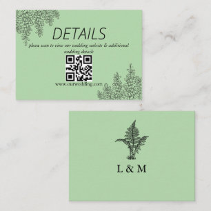 Salie Groene Varensblad Huwelijk QR Code Informatiekaartje