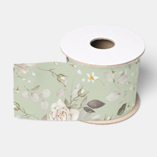 Salie Groene Vintage Roos Bloem Grosgrain Lint
