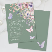 Salie Groene Vlinder Wilde Bloem Baby Shower