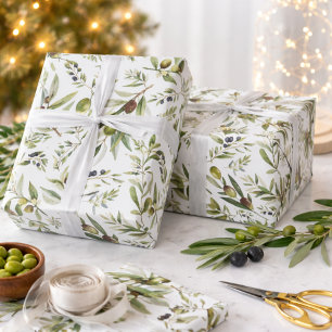 Salie Groene Waterverf Franse Landelijke Chic Olij Cadeaupapier