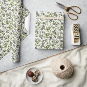 Salie Groene Waterverf Franse Landelijke Olijf Cadeaupapier