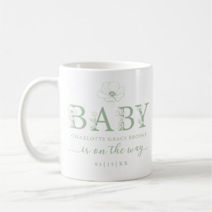 Salie Groene Wilde Bloem Baby Aankondiging Koffiem Koffiemok