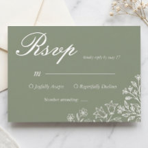 Salie Groene Wilde Bloem Bruiloft RSVP Kaart