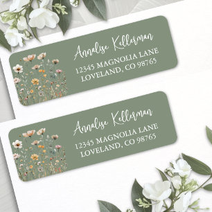 Salie Groene Wilde Bloem Florale Retouradres Etiket
