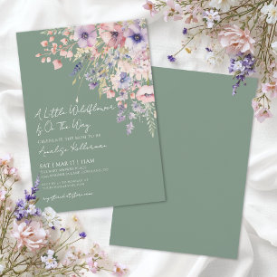 Salie Groene Wilde Bloemen Baby Shower Kaart