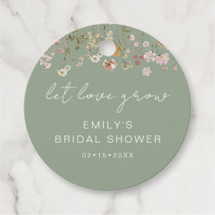 Salie Groene Wilde Bloemen Bruidsdouche Laat Liefd Bedankjes Labels