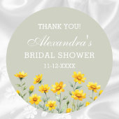 Salie Groene Wilde Bloemen Bruidsfeest Dank Je Ronde Sticker