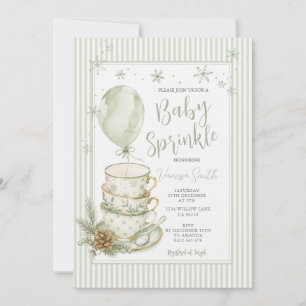 Salie Groene Winter Sneeuwvlok Theekopje Baby Spri Kaart