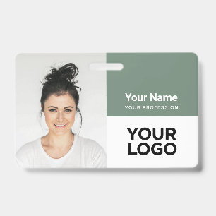 Salie Groene Zakelijke Medewerker Foto Logo Naam Badge
