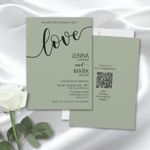 Salie Groene Zwarte Liefde Script Minimalistische Kaart