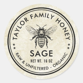  salie honinglabel met honingbij ronde sticker