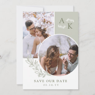 Salie & Olijf Groene Overlappende Foto's Save The Date