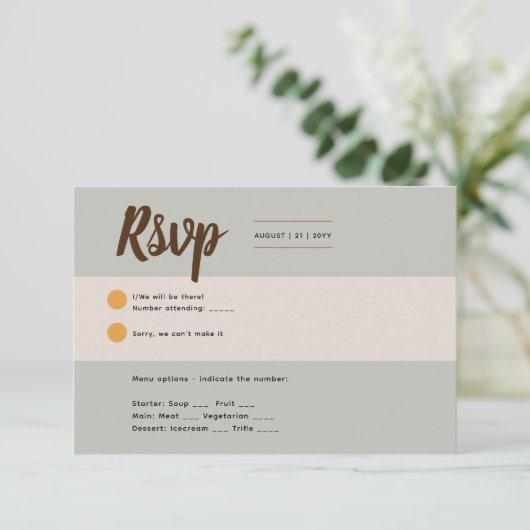 Salie Olijf RSVP om te passen bij Rustieke Herfst Kaartje (Staand voorkant)