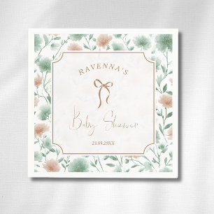 Salie Perzik Wilde Bloemen Gouden Boog Baby Shower Servet