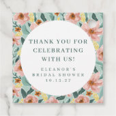 Salie Roze Bloemige Bruidsdouche Aangepaste Dank J Bedankjes Labels (Achterkant)