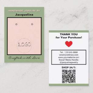 Salie Roze Oorbellen Logo QR Code Visitekaartje