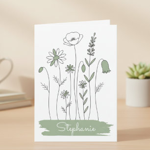 Salie Wildflower – Minimalistisch Cadeau voor Haar Notitiekaartje