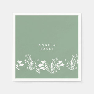 Salie Witte Bloemige Aangepaste Bruidsdouche Servet