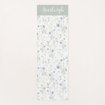 Salieblauwe Aquarel Wilde Bloem Monogram Naam